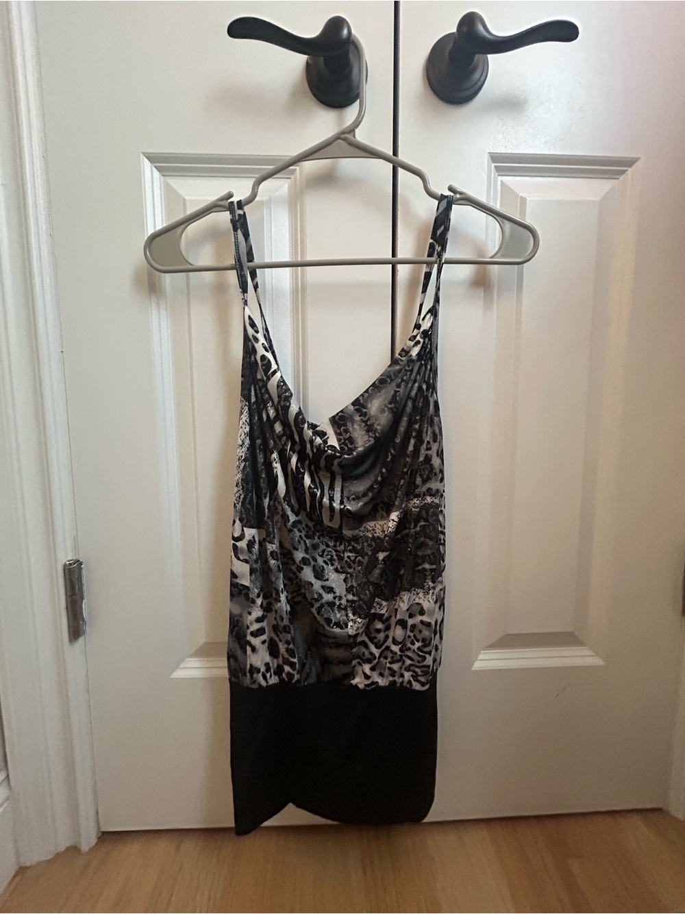 Rue21 Black and White Animal Print Cowl Neck Tank